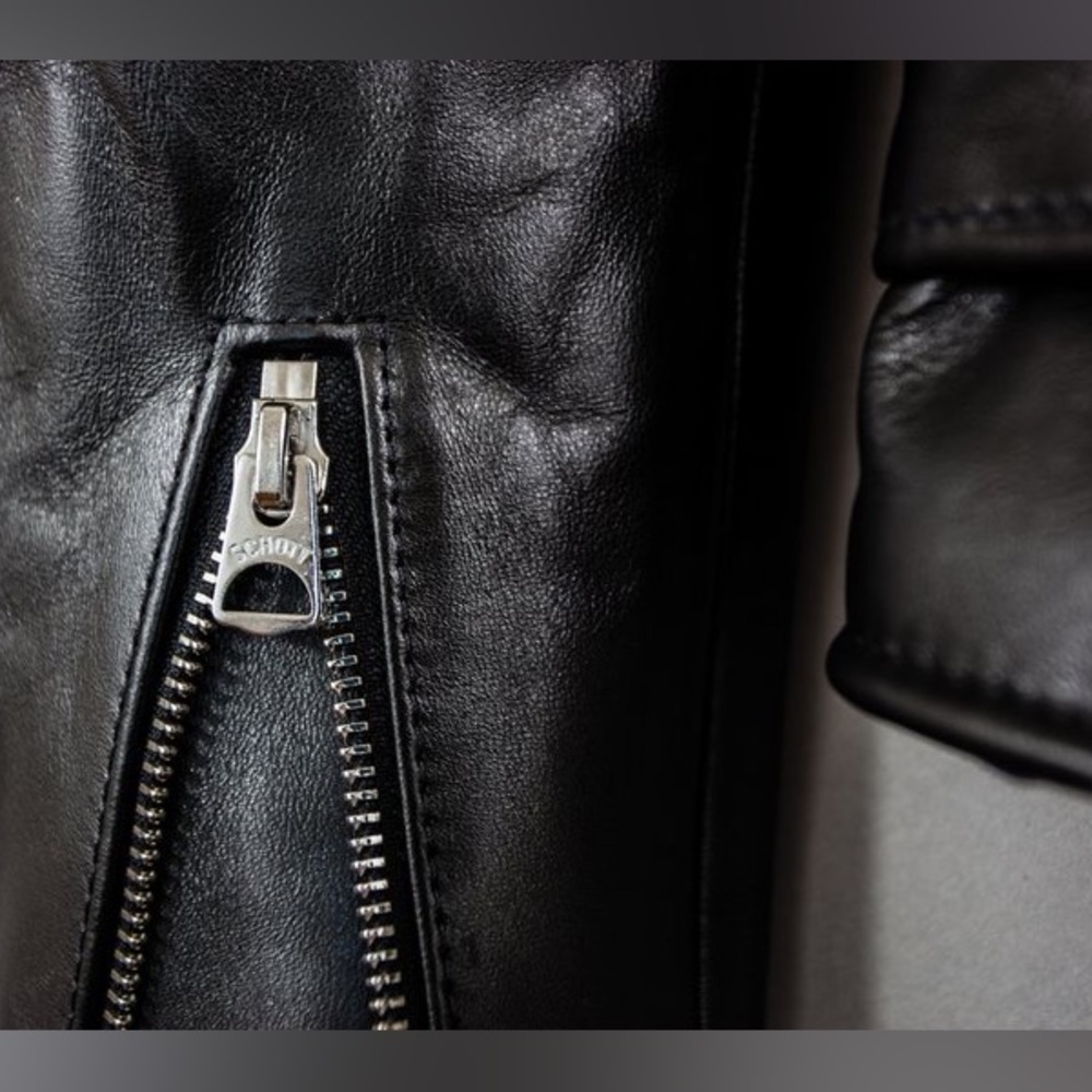 Scott Men's Black Leather Jacket - 618HH - Picture 7 of 12